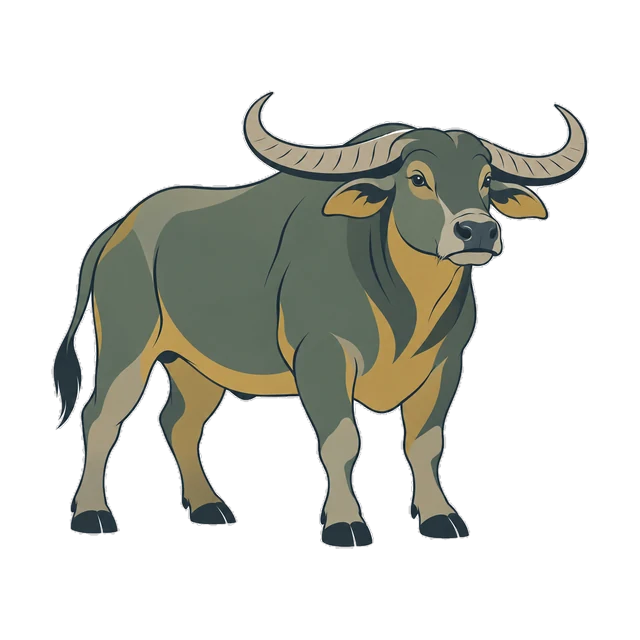 Illustration of a ox, the second animal of the Chinese zodiac