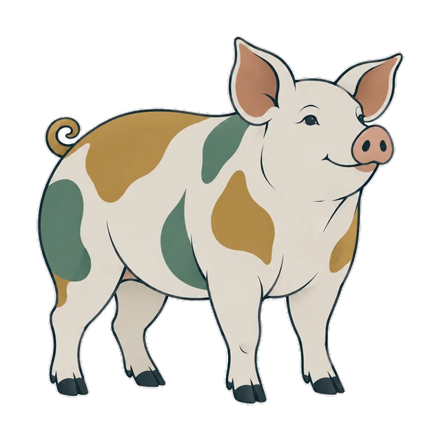 Illustration of a pig, the twelfth animal of the Chinese zodiac